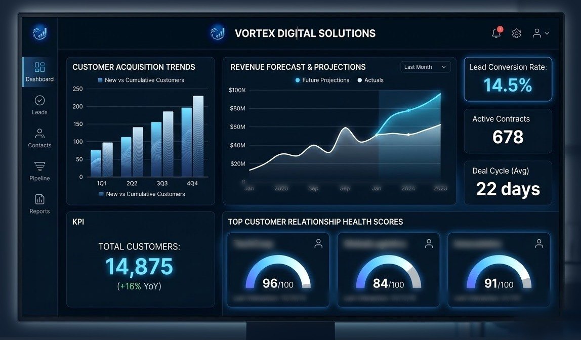 Illustrative operations dashboard on a desktop screen